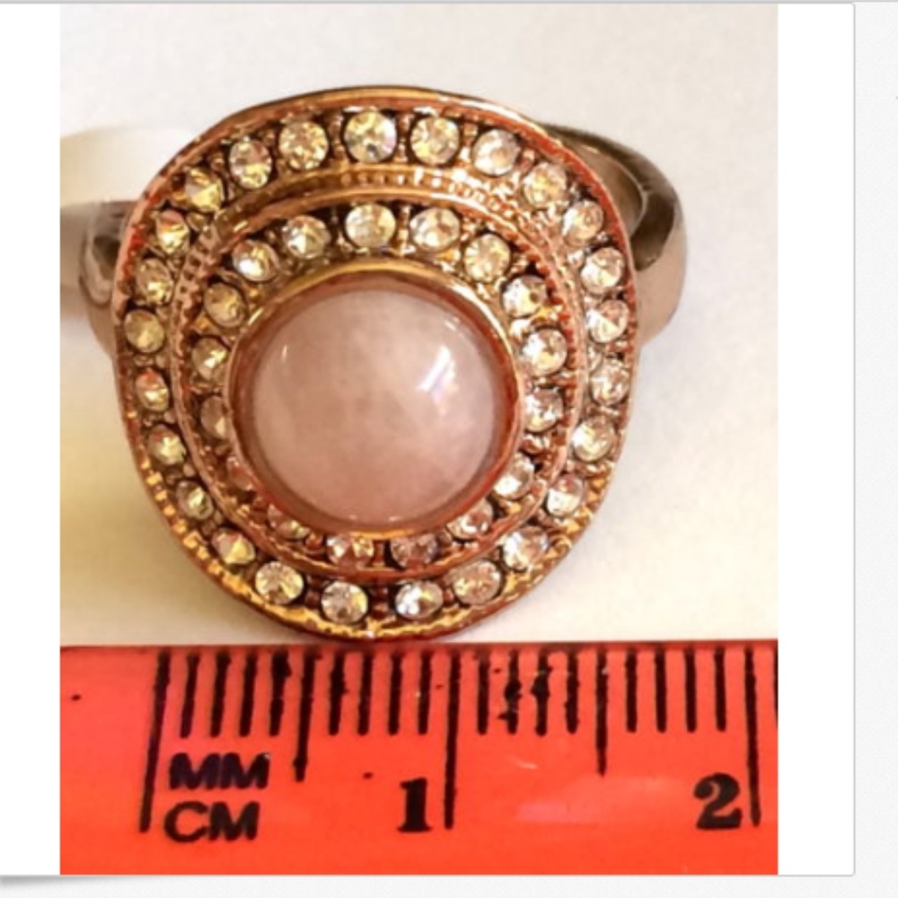 SOLD! Rose Gold Art Deco Cocktail Ring Pink Size 9 - Picture 7 of 8